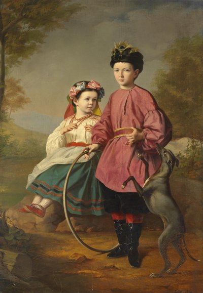 Søskende med mynde og bøjle af Unbekannt Unbekannt